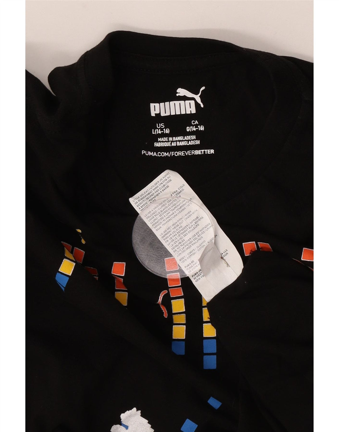 Chłopięca koszulka z grafiką Puma z długim rękawem, 14-15 lat, duża, czarna, bawełniana