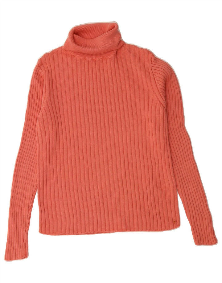 VINTAGE Womens Roll Neck Jumper Sweater UK 12 Medium Pink Cotton Vintage Vintage and Second-Hand Vintage from Messina Hembry 