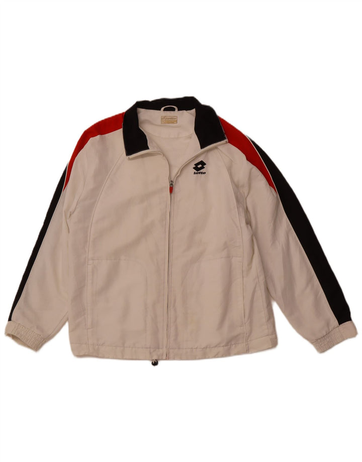 Damska kurtka dresowa LOTTO UK 16, duża, biała, z poliestru w blokach kolorów