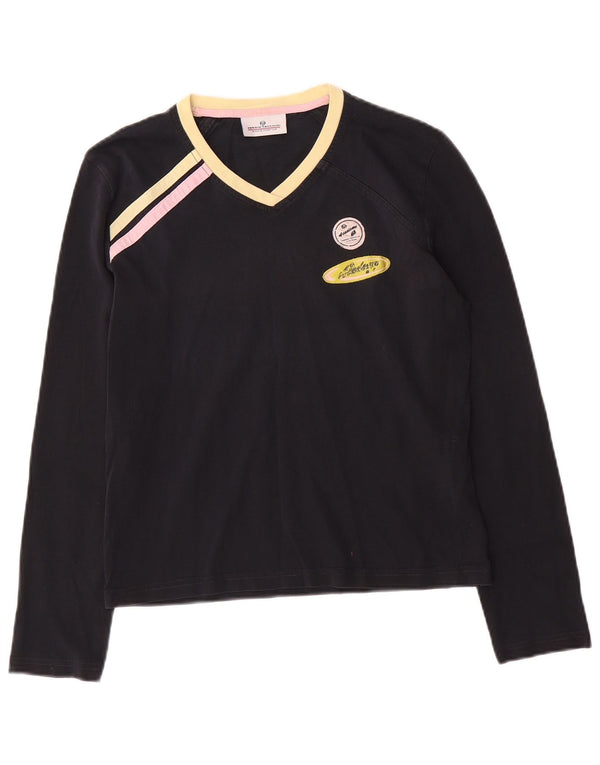 Damski top graficzny Sergio Tacchini z długim rękawem IT 44, średni czarny
