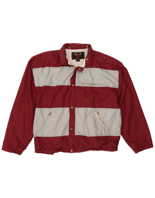 Męska kurtka bomberka z kapturem CAMPRI UK 40, duży, bordowy poliester w paski