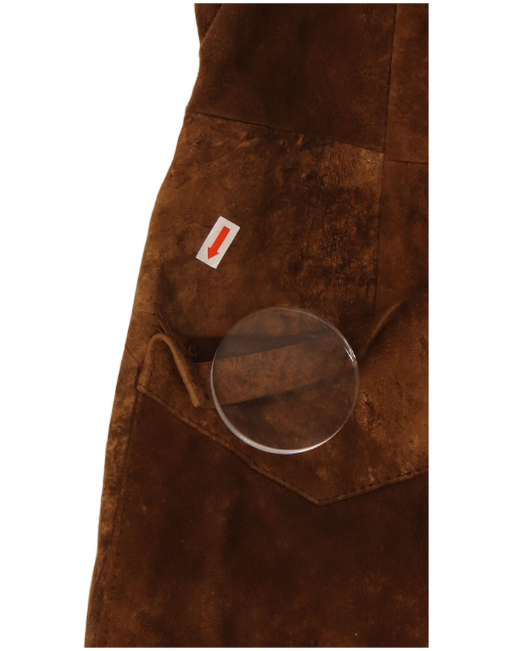 Zamszowy płaszcz damski w stylu vintage UK 10 Small Brown