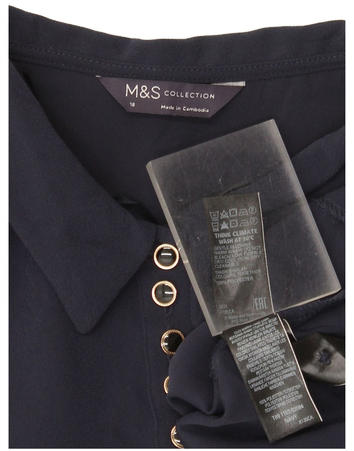 Marks & Spencer Damska sukienka typu shift z długim rękawem, UK 18 XL, granatowa, poliester