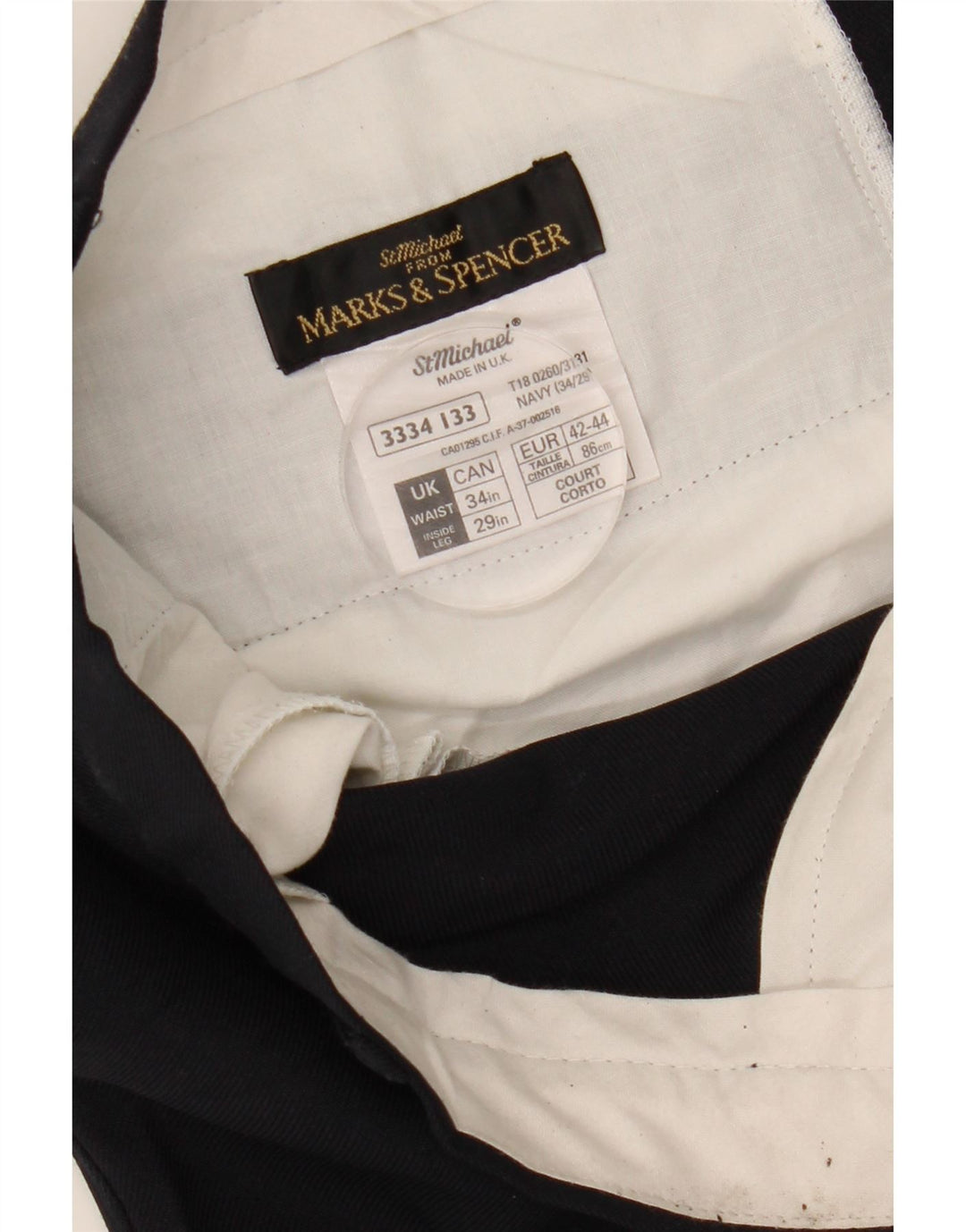 Męskie proste spodnie chino Marks & Spencer W34 L29 Granatowy poliester