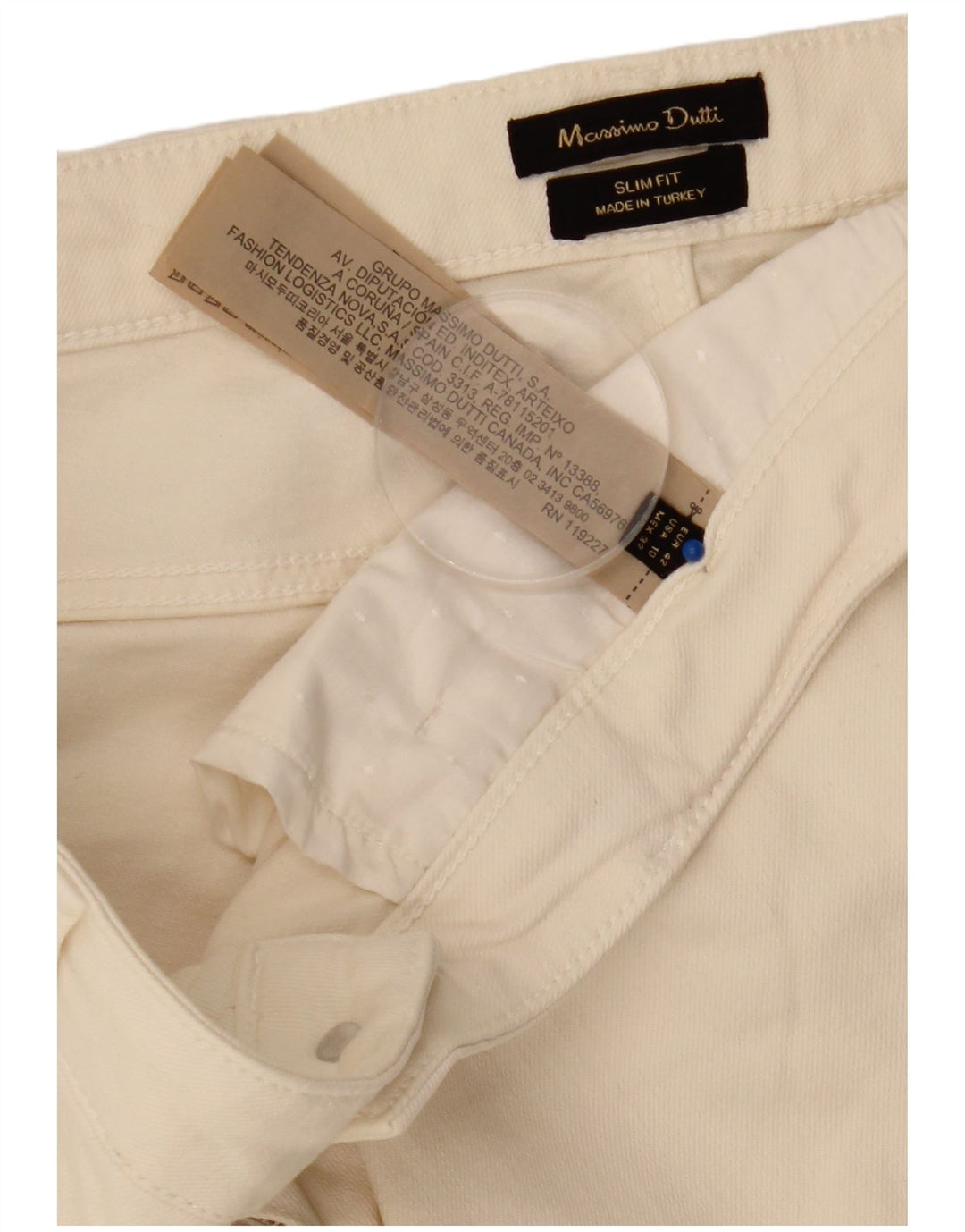Jeansy damskie Massimo Dutti EU 42 Large W32 L30 Złamana biała bawełna