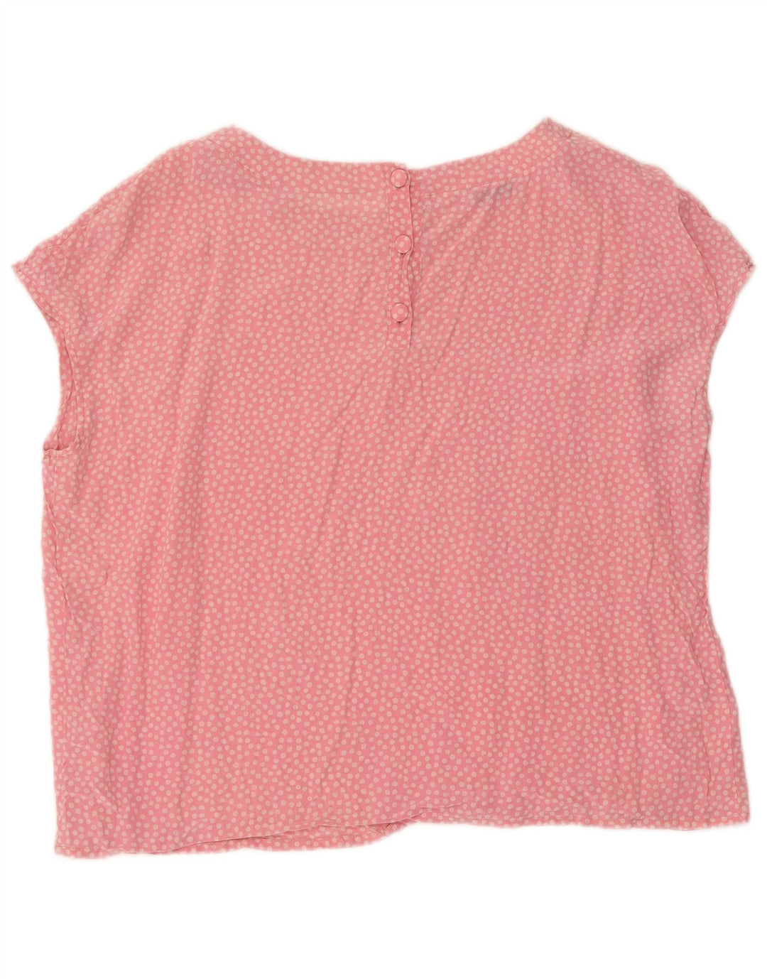 Bluzka damska Vintage Top UK 14, duża, różowa, jedwabna w kropki