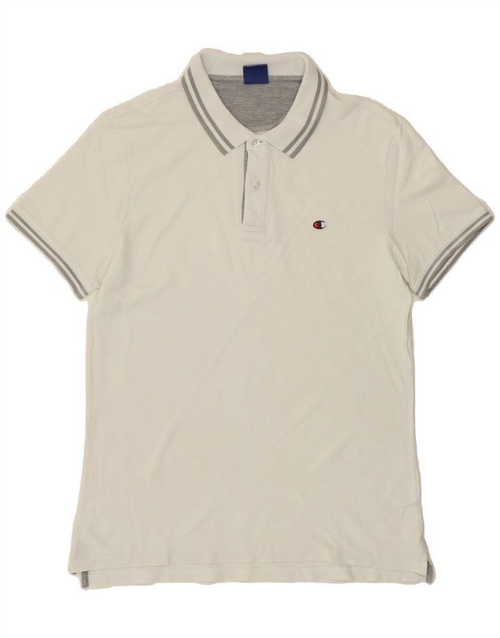 CHAMPION Mens Polo Shirt Large White Cotton Vintage Champion and Second-Hand Champion from Messina Hembry 