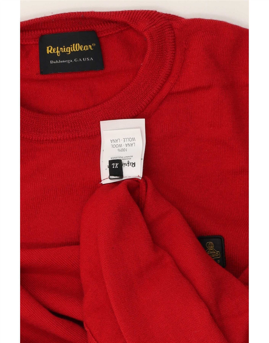 Refrigiwear Męski sweter z okrągłym dekoltem XL, czerwona wełna