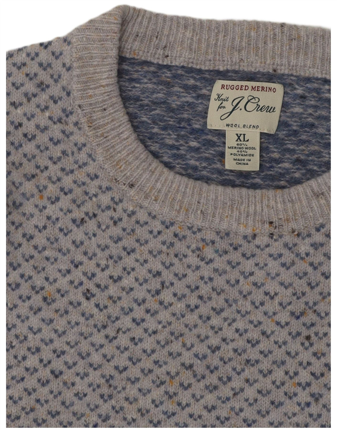 J. CREW Damski sweter z dekoltem w łódkę UK 18 XL Niebieska wełna Fair Isle