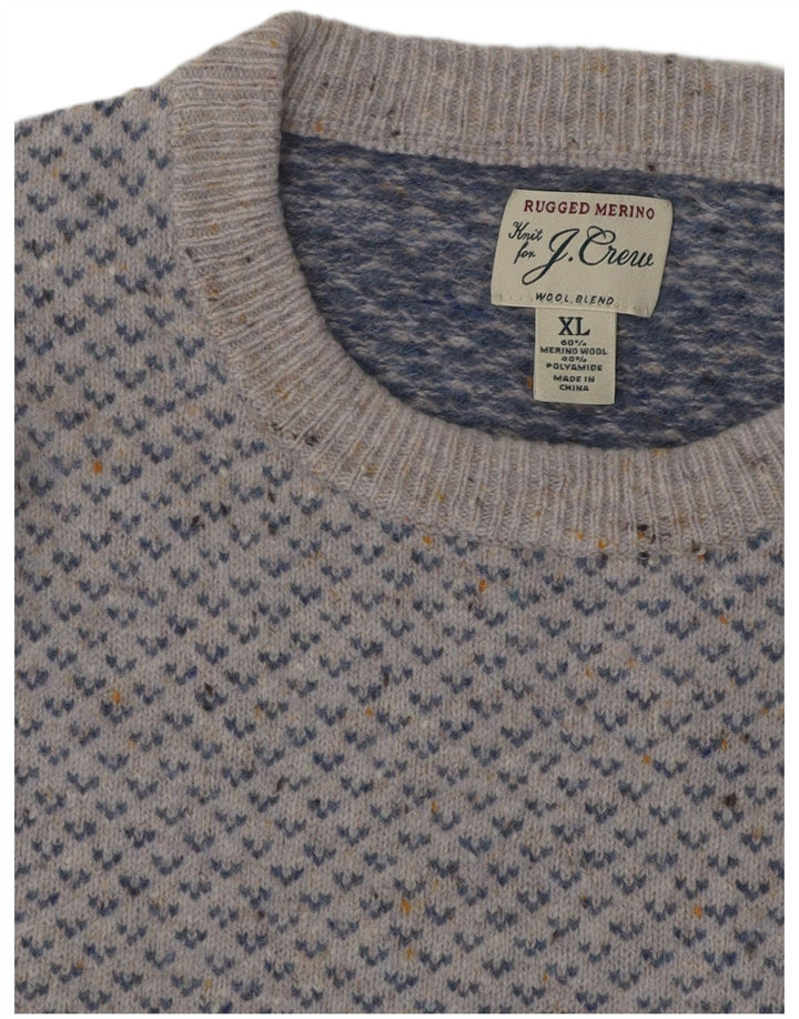 J. CREW Damski sweter z dekoltem w łódkę UK 18 XL Niebieska wełna Fair Isle