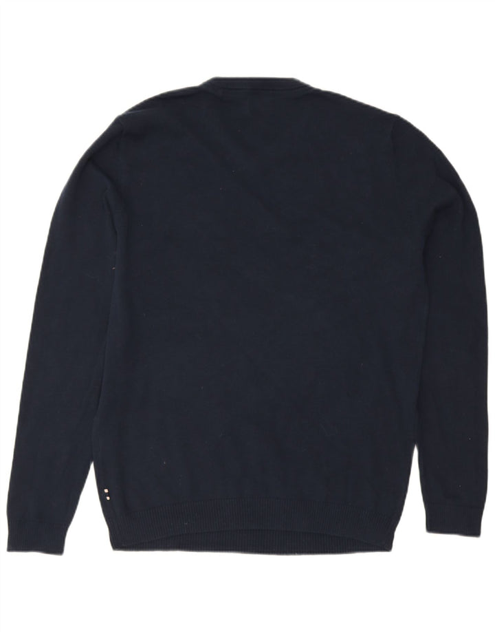 Męski sweter Jack & Jones z dekoltem w kształcie litery V, mały, granatowy, bawełniany