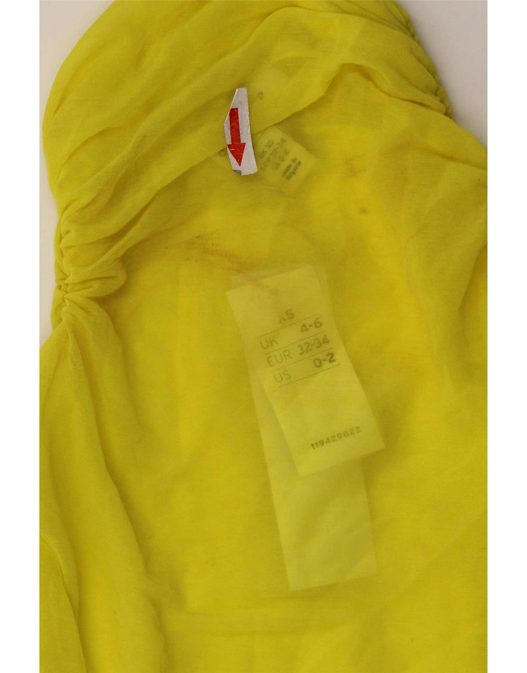 Topshop damski, prześwitujący top na jedno ramię, UK 4/6 XS, żółty poliester