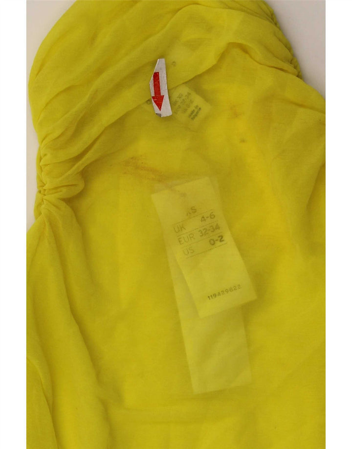 Topshop damski, prześwitujący top na jedno ramię, UK 4/6 XS, żółty poliester
