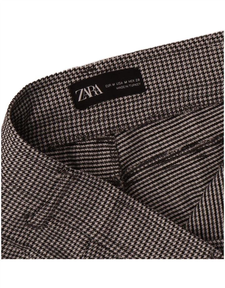Damskie spodnie typu slim casual Zara, średnie W28 L27, czarne w pepitkę