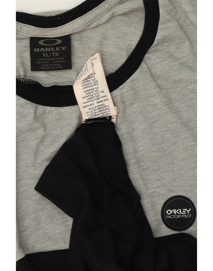 T-shirt męski Oakley Top XL, czarny, kolorowy poliester