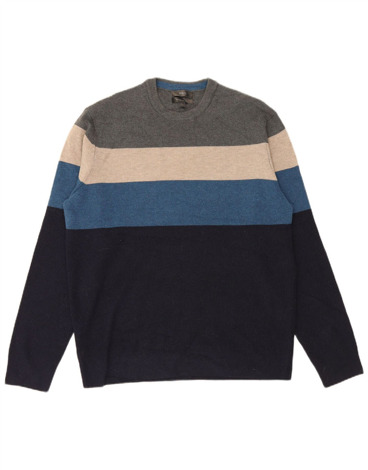 Marks & Spencer Męski sweter z okrągłym dekoltem, duży, wielokolorowy