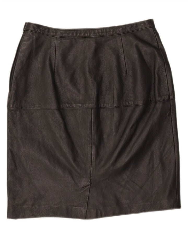 VINTAGE Womens Leather Skirt IT 44 Medium W27 Black Leather