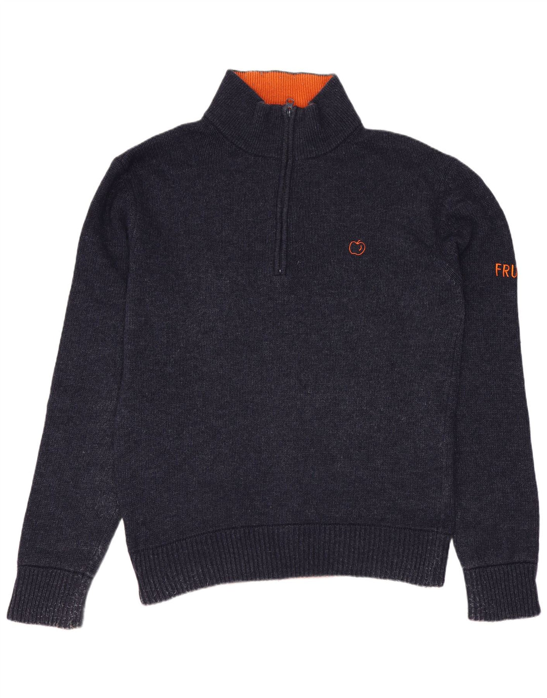 Męski sweter zapinany na zamek VINTAGE, średni granatowy wełniany