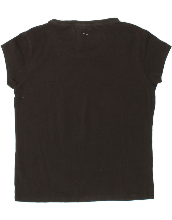 ELLESSE Womens T-Shirt Top UK 12 Medium Black Cotton Vintage Ellesse and Second-Hand Ellesse from Messina Hembry 