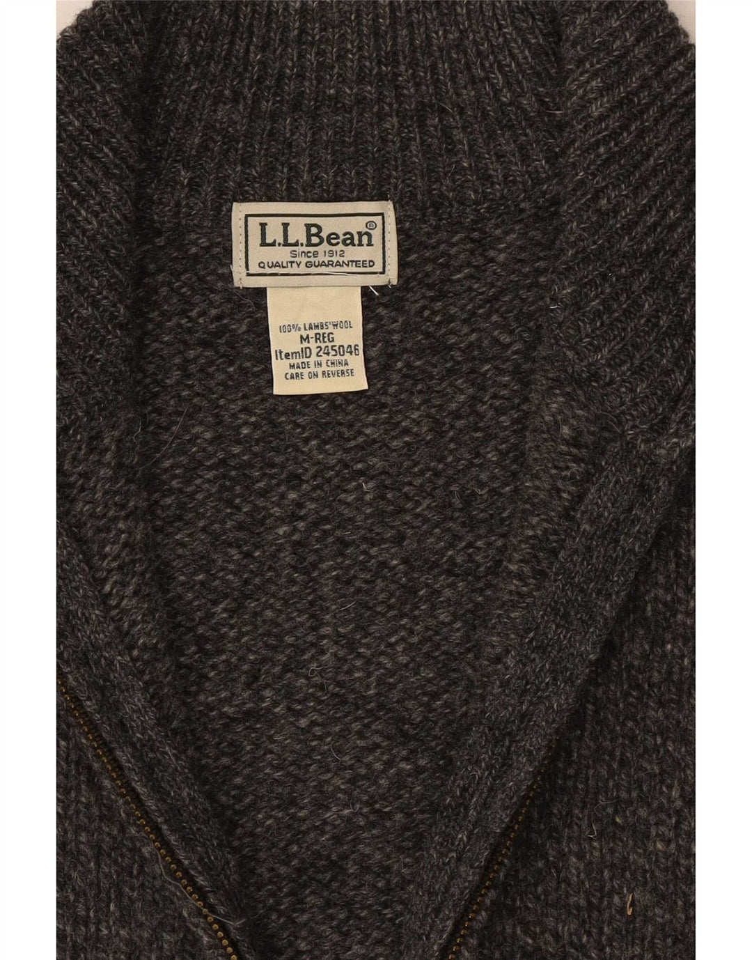 Męski sweter rozpinany L.L.Bean Średni szary, nakrapiana wełna jagnięca