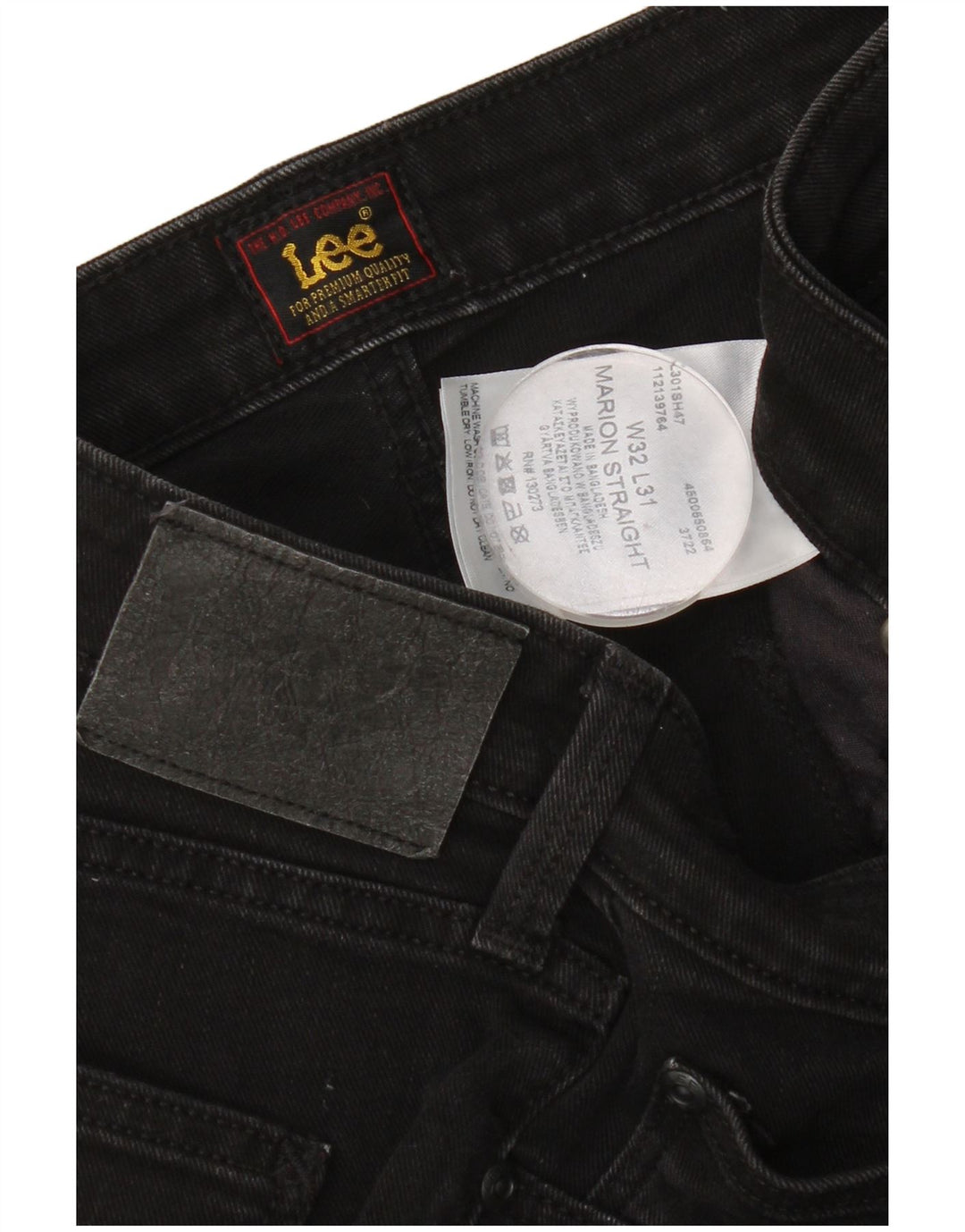 Damskie jeansy Lee Marion Straight W32 L31 Czarne bawełniane