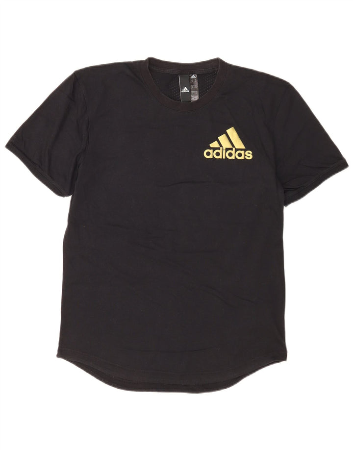 Męski T-shirt z grafiką ADIDAS, mały, czarny, bawełniany
