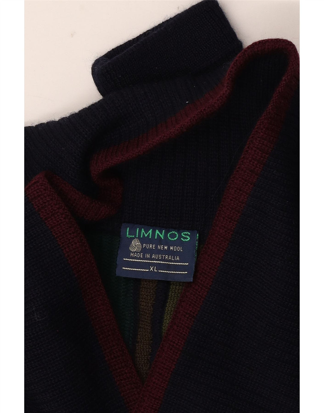 Limnos Męski sweter z szalowym dekoltem XL Wielobarwna geometryczna wełna