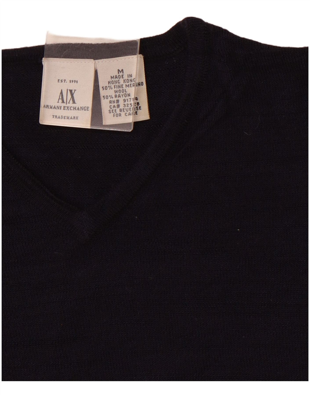 ARMANI EXCHANGE Damski sweter z dekoltem w kształcie litery V, UK 12, średni granatowy