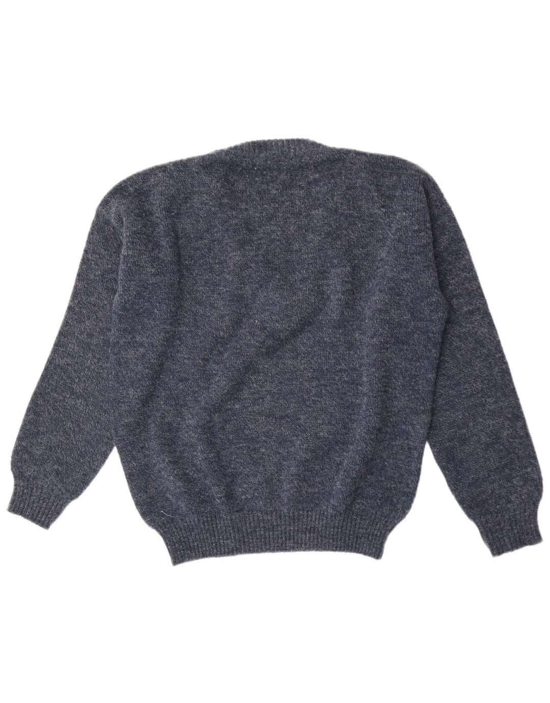 Vintage męski sweter z dekoltem w kształcie litery V, średni granatowy geometryczny