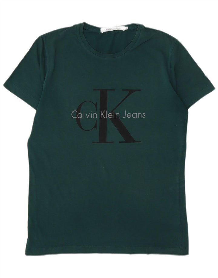 Męski T-shirt z grafiką CALVIN KLEIN JEANS, średni zielony
