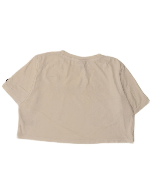 Damska koszulka Ellesse Crop Graphic Top UK 12 Średnia biała bawełna