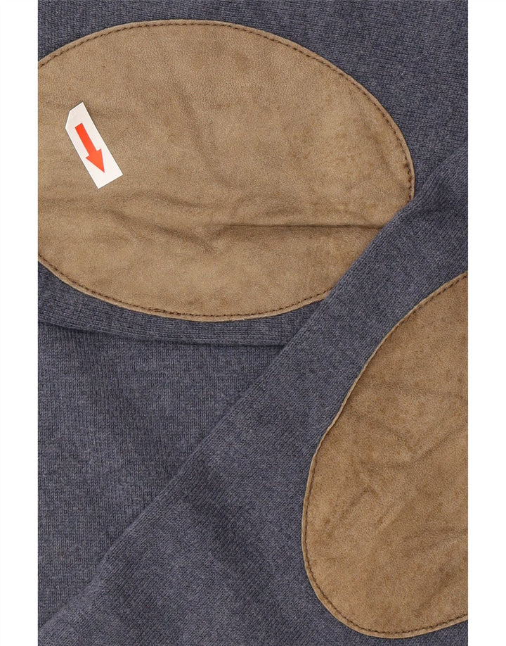 Męski sweter z okrągłym dekoltem Massimo Dutti, mały, niebieski, bawełniany