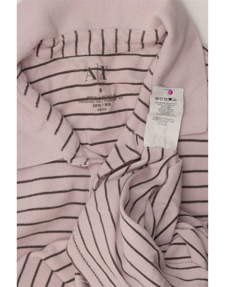Męska koszulka polo Armani Exchange, mała, różowa, bawełniana w paski