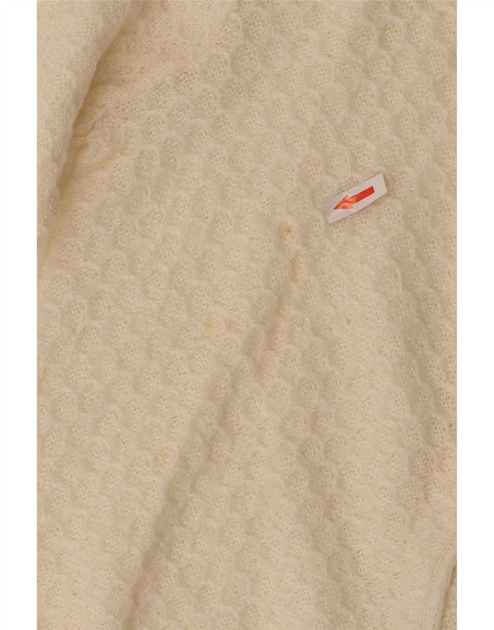 Sweter damski w stylu vintage, rozpinany UK 10, mały, w kolorze złamanej bieli