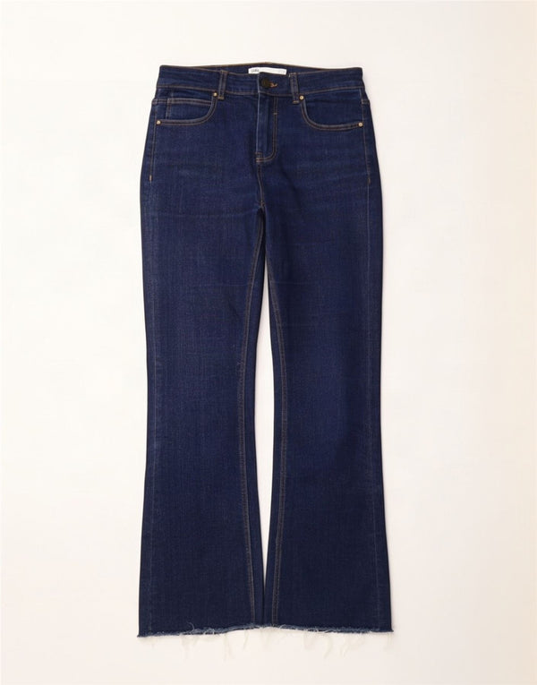 Zara Womens Crop Bootcut Jeans EU 38 Small W28 L25 Navy Blue Cotton