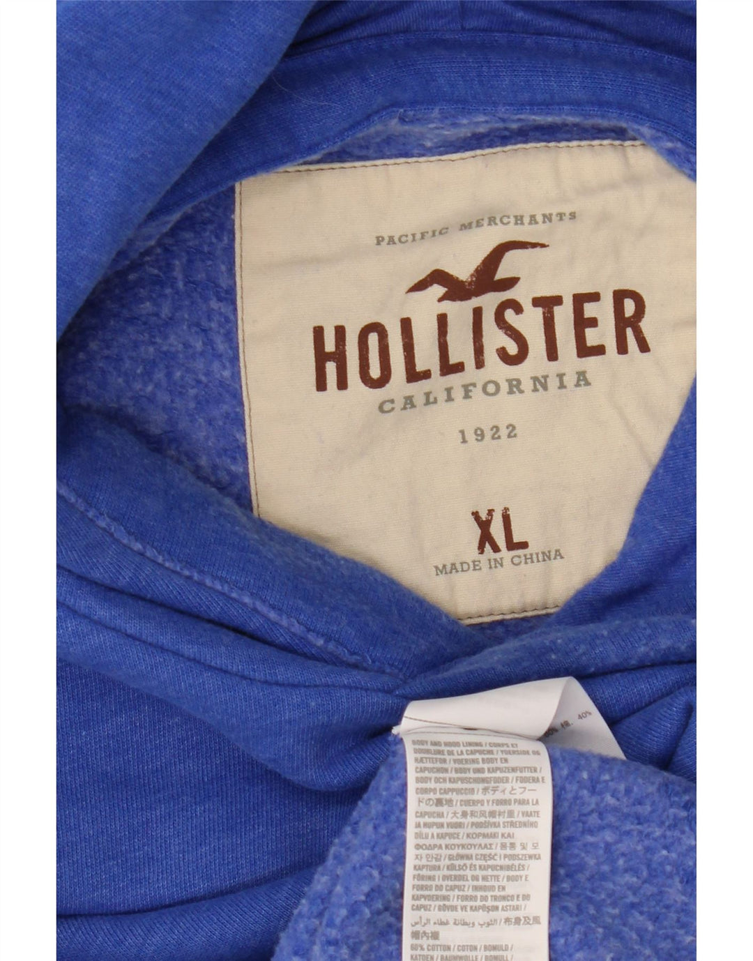 HOLLISTER Męski sweter z kapturem XL, niebieski, bawełniany