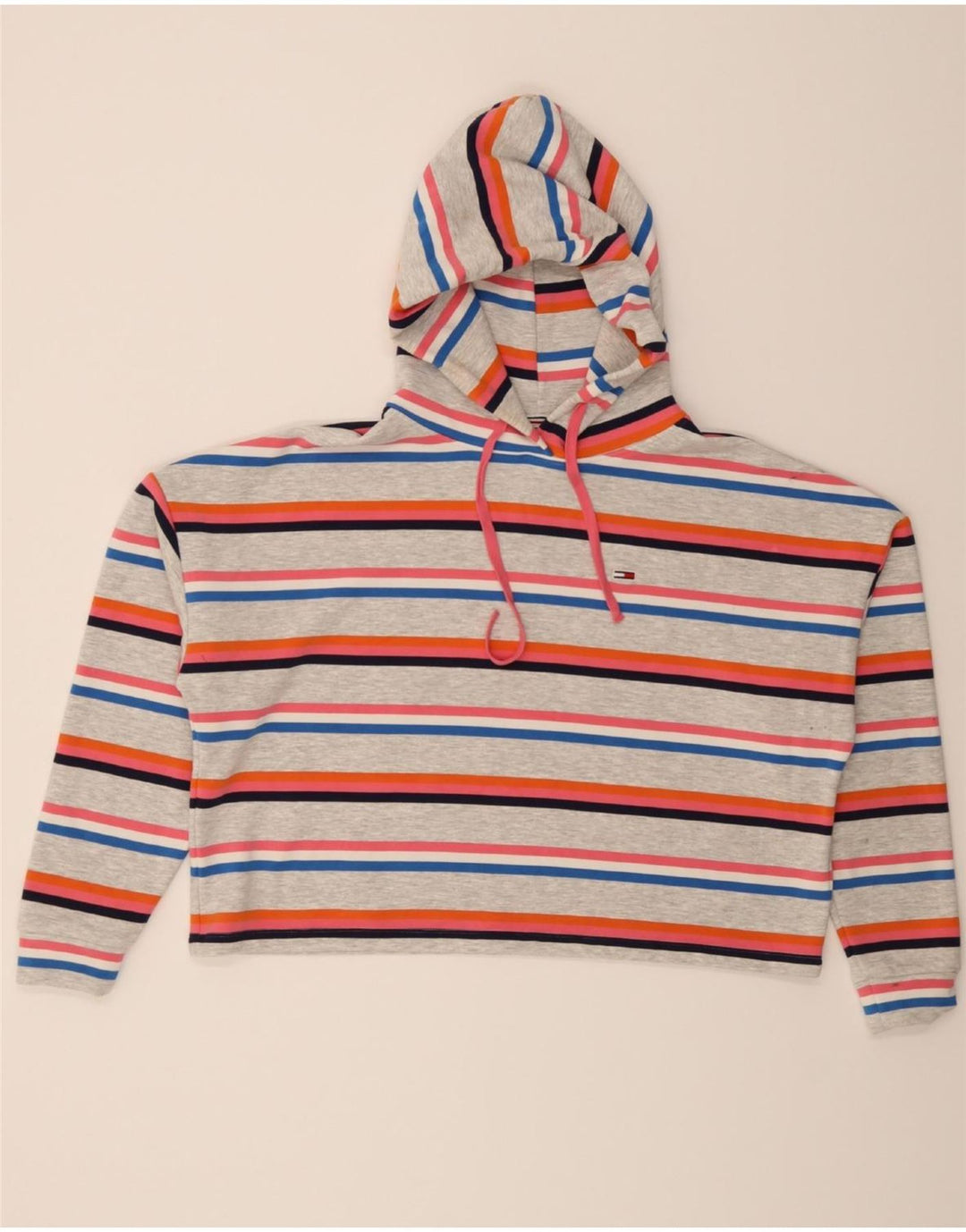 TOMMY HILFIGER Womens Oversized Hoodie Jumper UK 16 Large Multicoloured Vintage Tommy Hilfiger and Second-Hand Tommy Hilfiger from Messina Hembry 