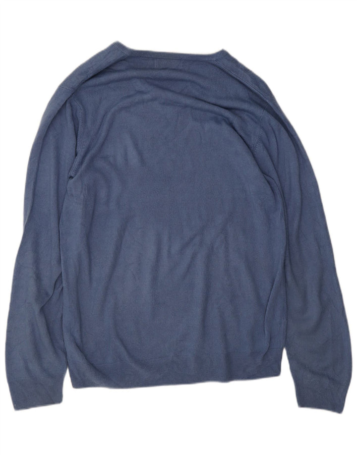 Męski sweter Marks & Spencer Blue Harbor z dekoltem w kształcie litery V, duży, granatowy