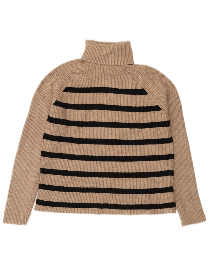 Marks & Spencer Damski sweter z golfem UK 12 w średnie beżowe paski