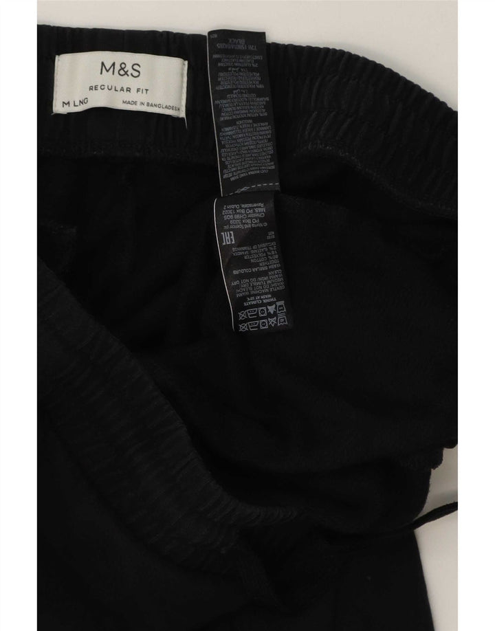 Męskie spodnie dresowe Marks & Spencer o regularnym kroju, średniej wielkości, czarne, bawełniane