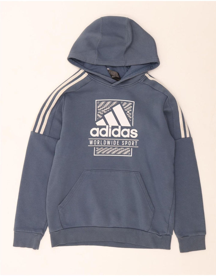 Chłopięcy sweter z kapturem ADIDAS z grafiką 13-14 lat, niebieska bawełna