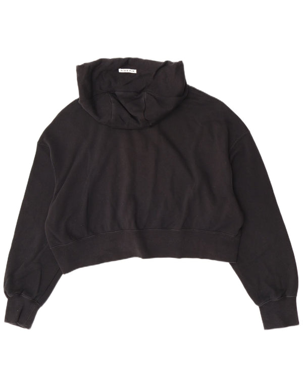 Nike Womens Crop Zip Hoodie Sweater UK 14 Medium Black Cotton