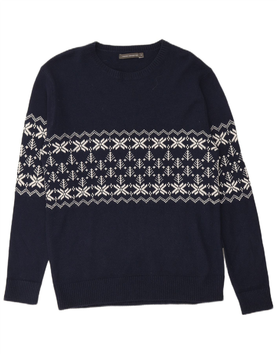 Męski sweter z okrągłym dekoltem FRENCH CONNECTION Średni granatowy Fair Isle