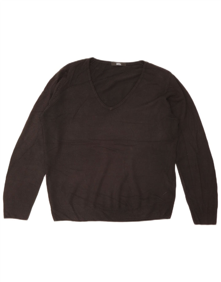 Marks & Spencer Damski sweter z dekoltem w kształcie litery V, UK 12, średni czarny akryl