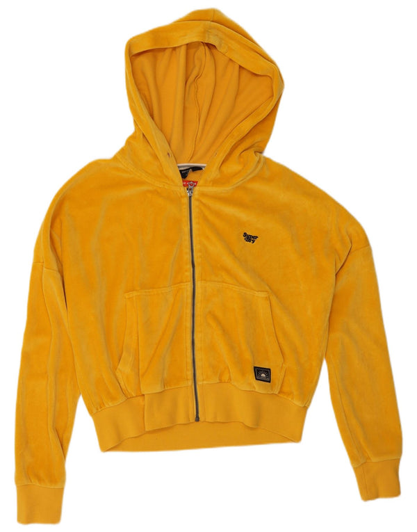 Damski sweter oversize z kapturem Superdry Crop Crop, zapinany na zamek, UK 10, mały, żółty