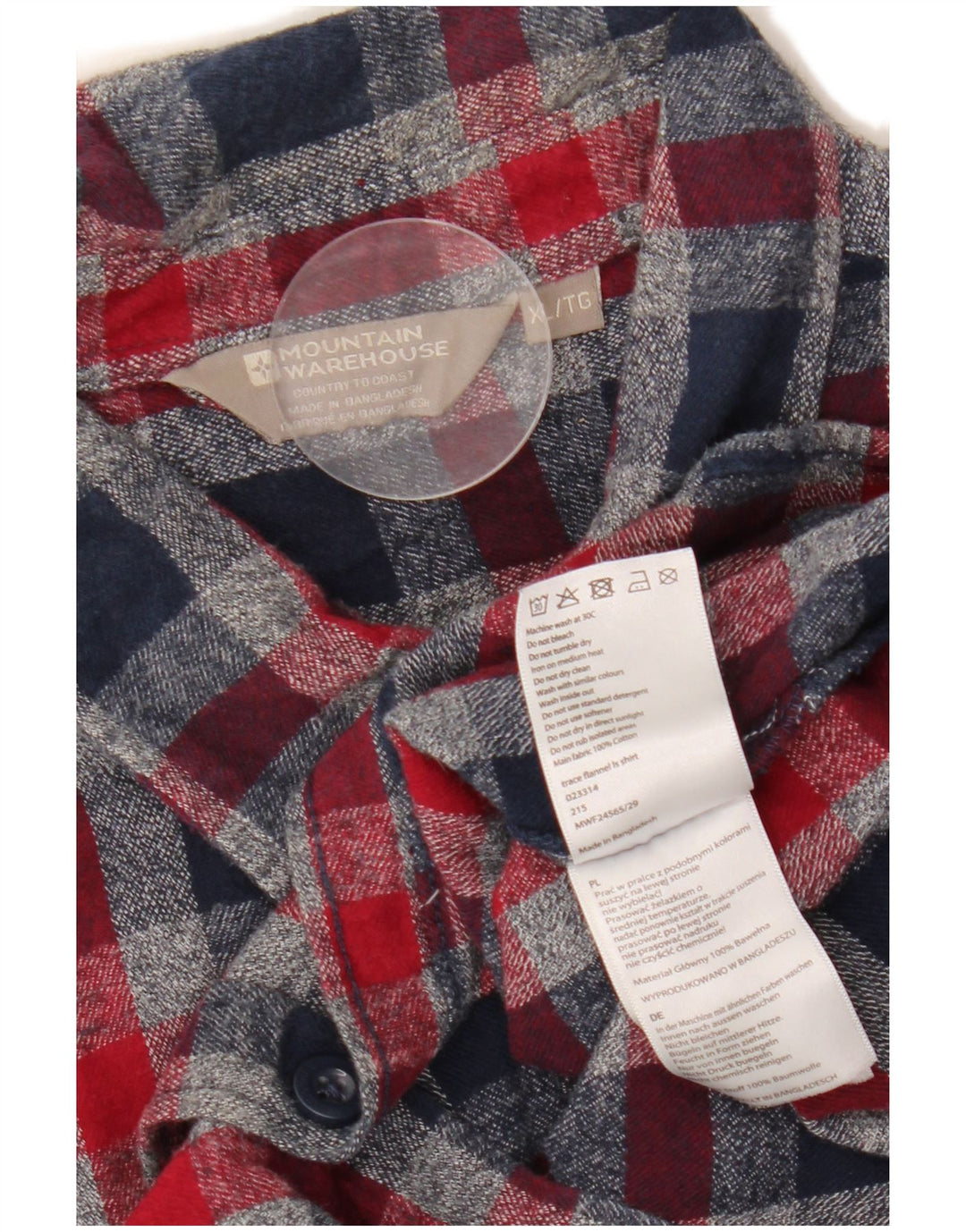MOUNTAIN WAREHOUSE Męska koszula flanelowa XL, bawełniana w granatową kratę