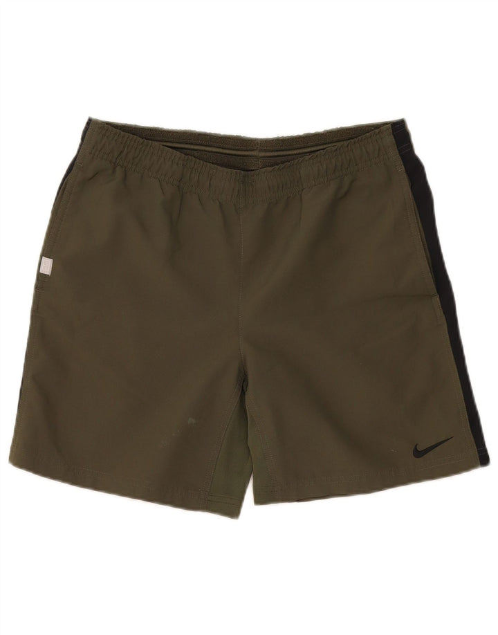 Męskie spodenki sportowe Nike Dri Fit, mały, khaki, poliester z blokami kolorów