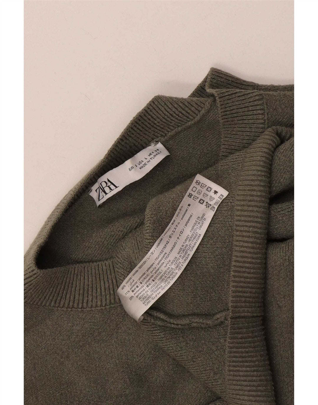 Damski sweter oversize zapinany na guziki Zara UK 16, duża wiskoza khaki