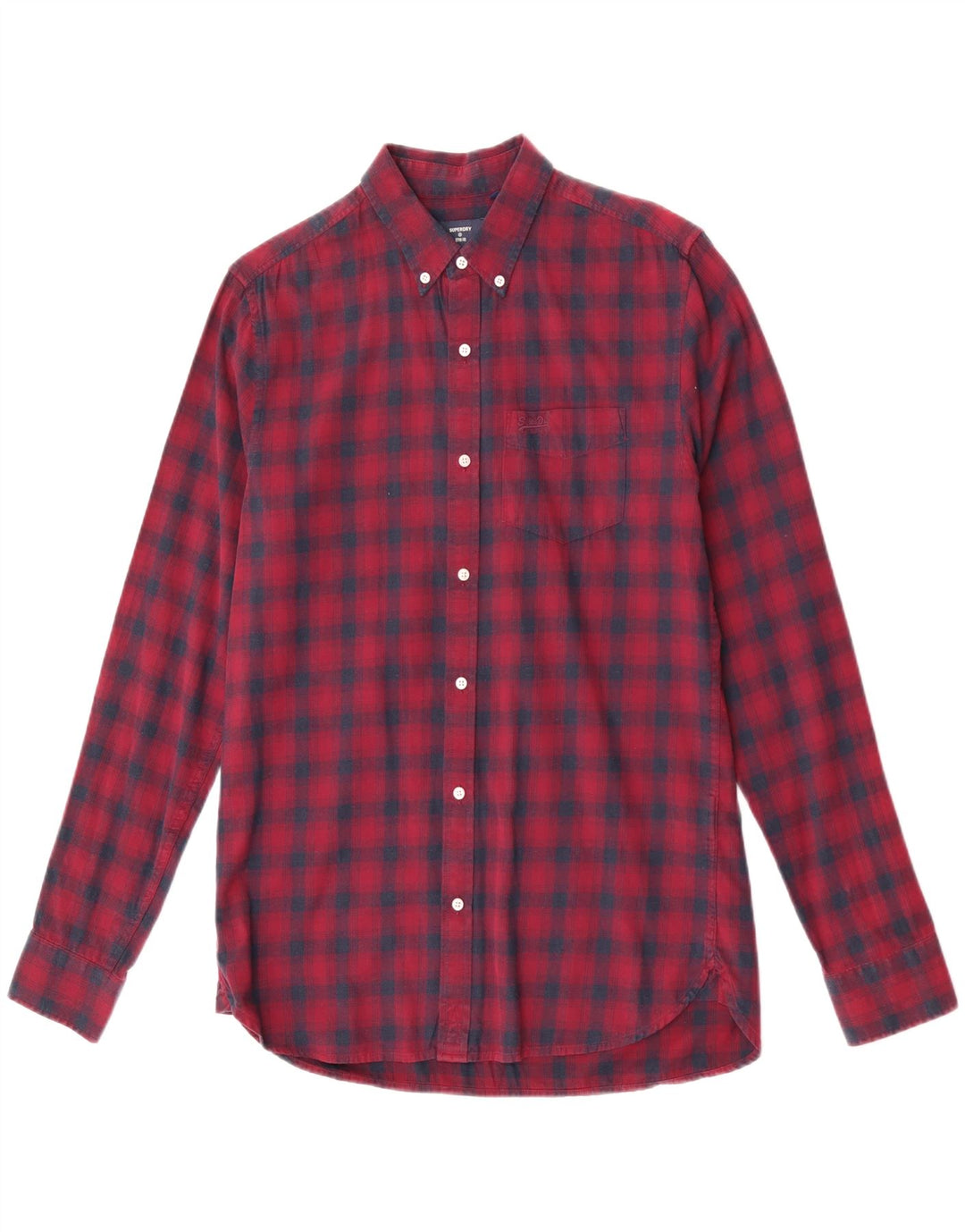 Męska koszula flanelowa Superdry, bawełniana w średnią bordową kratkę