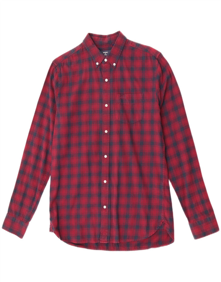 Męska koszula flanelowa Superdry, bawełniana w średnią bordową kratkę